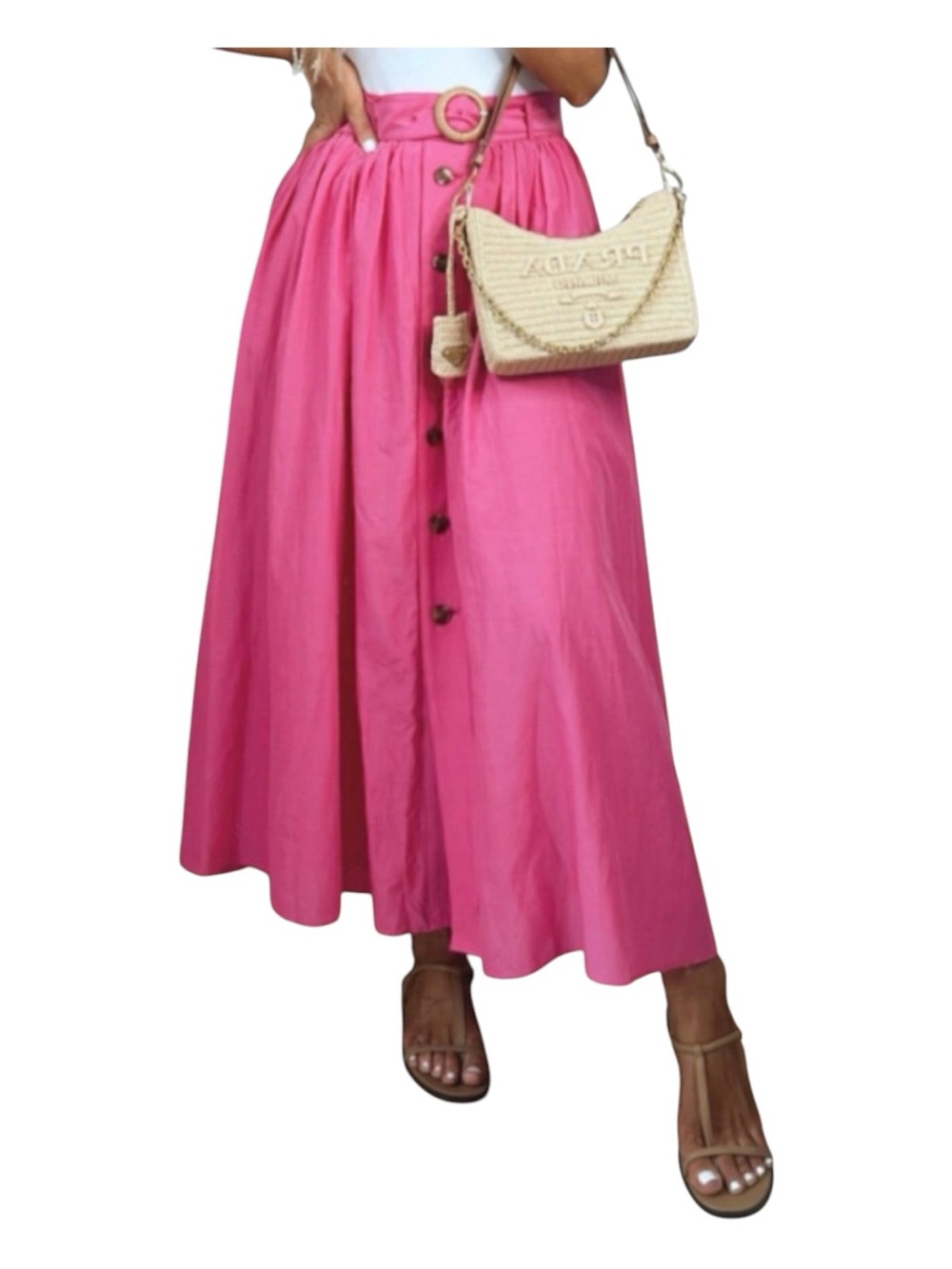 ANN TAYLOR Belted Button Pocket Maxi Skirt
